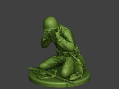 American soldiers ww2 M2 Mortar A10 3D print model