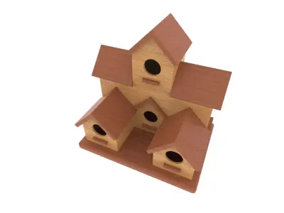 wooden birdhouse Low-poly 3D model