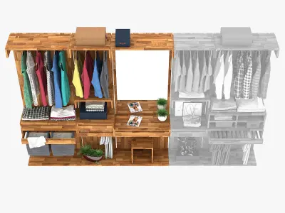 Wardrobe three part 1 3D model purchase