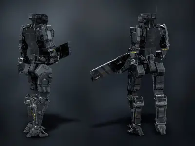 Robot Soldier Black low poly Low-poly 3D model