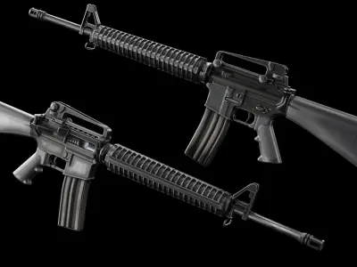Low Poly M16 Assault Rifle Low-poly 3D model