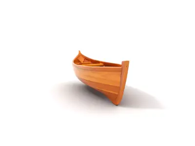 Wooden Canoe Model Pack with Multiple Levels of Detail Low-poly 3D model
