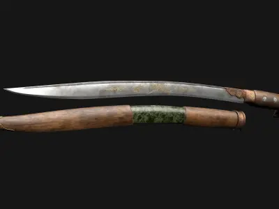 Yatagan Sword 17th Century Turkish Ottoman Scimitar Low-poly 3D model