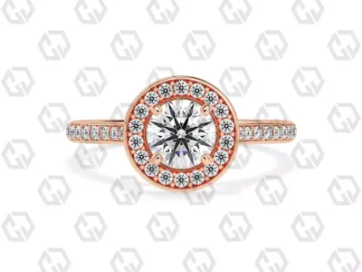 Ring 199 Round Shape Cathedral Halo pave set with Gems 3D print model
