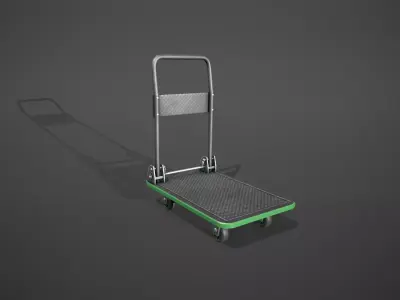 Folding Platform Truck - Trolley - Green Accents Low-poly 3D model