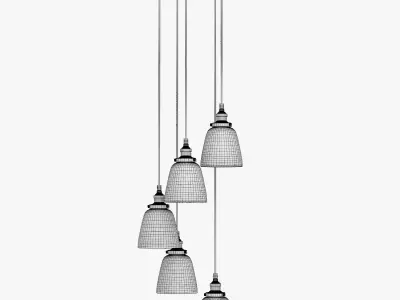20TH C FACTORY FILAMENT CLEAR GLASS CLOCHE ROUND PENDANT 3D model
