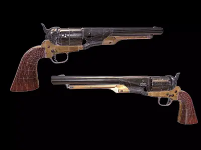 PIETTA HAND GUN - Colt 44 1869  Low-poly 3D model
