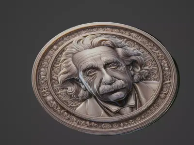 Albert Einstein Medallion 3D print model purchase
