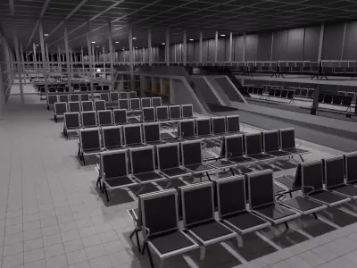 Airport Interior Low-poly 3D model 2