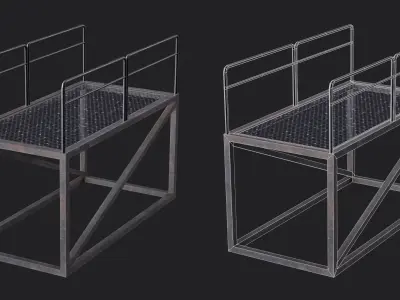 Set of 13 Modular Military Platforms Low-poly 3D model