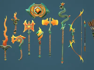 Fantasy weapon snake Low-poly 3D model