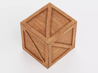 Wooden Crate V1 - Storage Box with Packaging Icons 3D model