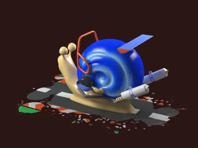Cartoon Snail Mollusk toon car 3D model purchase