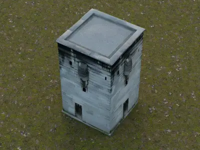 Vintage stone watchtower Low-poly 3D model