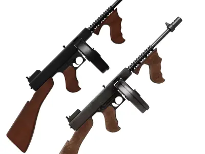 Thompson Submachine Gun Low-poly 3D model purchase