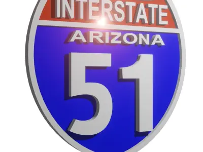 Sign Highway Arizona Interstate 51 3D model