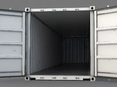 Cargo Container White 40 feet PBR 3D model