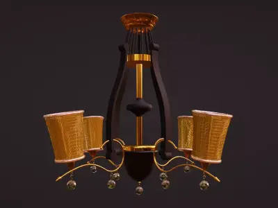Lamp 3d model chandelier in gold 3D model