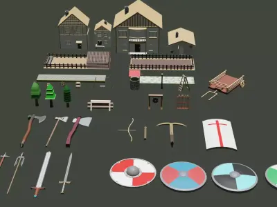 Medieval Town Pack Free low-poly 3D model