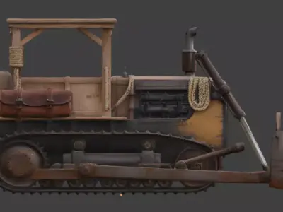 Post-Apocalyptic Desert Bulldozer model Low-poly 3D model