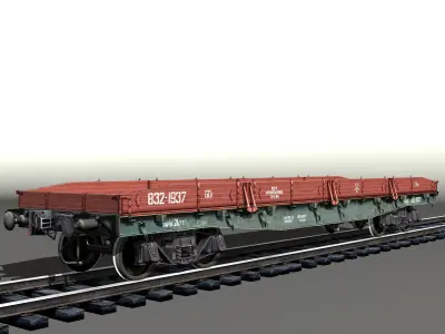 4-axle platform Low-poly 3D model