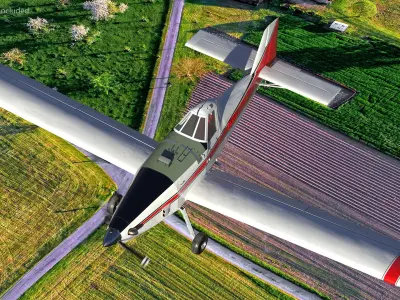 Agricultural Aeroplane White 3D model