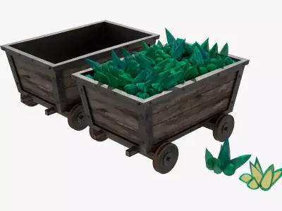 Cartoon Mining Cart Low-poly 3D model