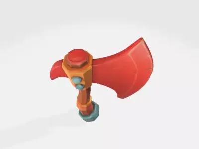 Battle axe Low-poly 3D model 9