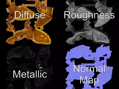 Golden Jewel Butterfly model pack Low-poly 3D model