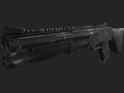 High-Quality 3D Shotgun - Game-Ready Asset Low-poly 3D model