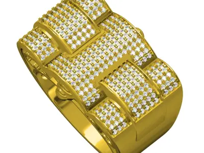 Antique Iced Diamond Hip Hop Ring for Men 3D print model