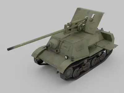 ZIS-30 Tank destroyer Low-poly 3D model