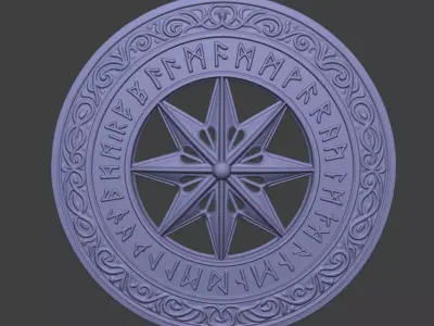 Nordic Runes Decor Disk 3D print model