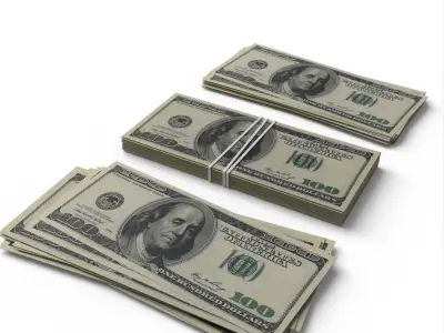 Dollar Bills stack 3D model