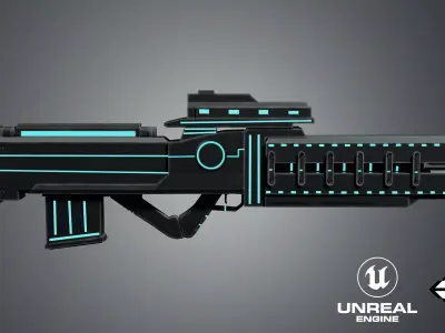 Sci fi Blaster Low poly Game ready asset  Low-poly 3D model