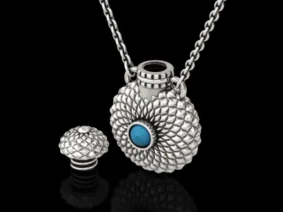 Round Textured Perfume Bottle Pendant 3D print model
