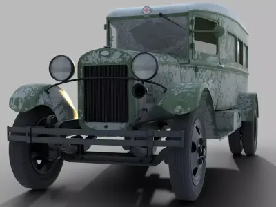 GAZ-55 ambulance Low-poly 3D model