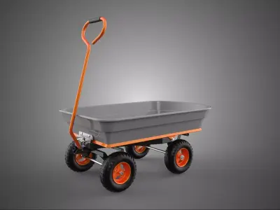 PLASTIC BED UTILITY CART WAGON TRAILER TROLLEY DOLLY DUMP GARDEN 3D model