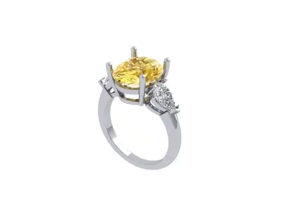  Pear 3 Stone Ring 3D print model