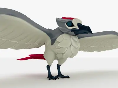 2in1 Eden Bird Rigged and Animated Low-poly 3D model