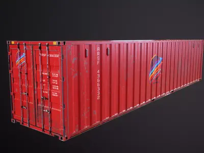 Intermodal Shipping Container 40-foot-long Old Low-poly 3D model