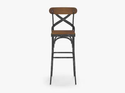 Abdullah Solid Wood Counter Bar Stool 3D model