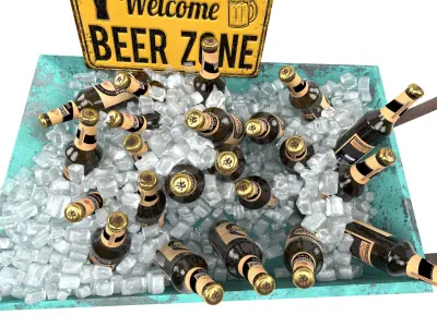 wheelbarrow with beer 3D model
