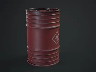 Oil Barrel Low-poly 3D model 4