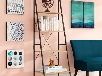 Almanzar Steel Ladder Bookcase - 3 colour 3D model