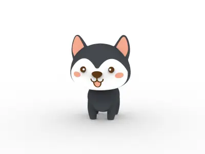 Cartoon Wolf v001 character  3D model
