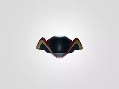 Tricorn Hat 3D Model - Historical Colonial Pirate Hat Prop Free low-poly 3D model