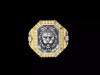 Lion Face Gents Ring 3D print model
