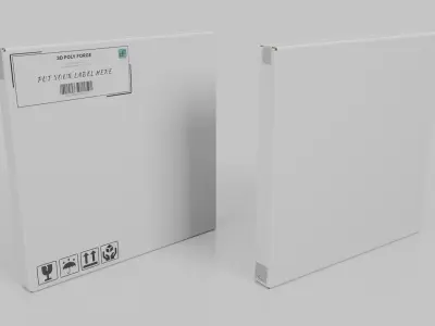 White Cardboard Box R-055 - Rigged and Customizable Low-poly 3D model