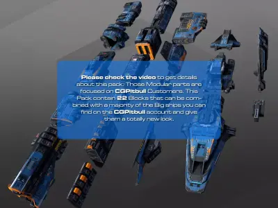 Spaceships Modulars Pack Low-poly 3D model